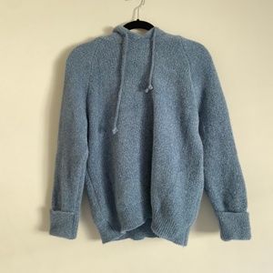blue knit hoodie